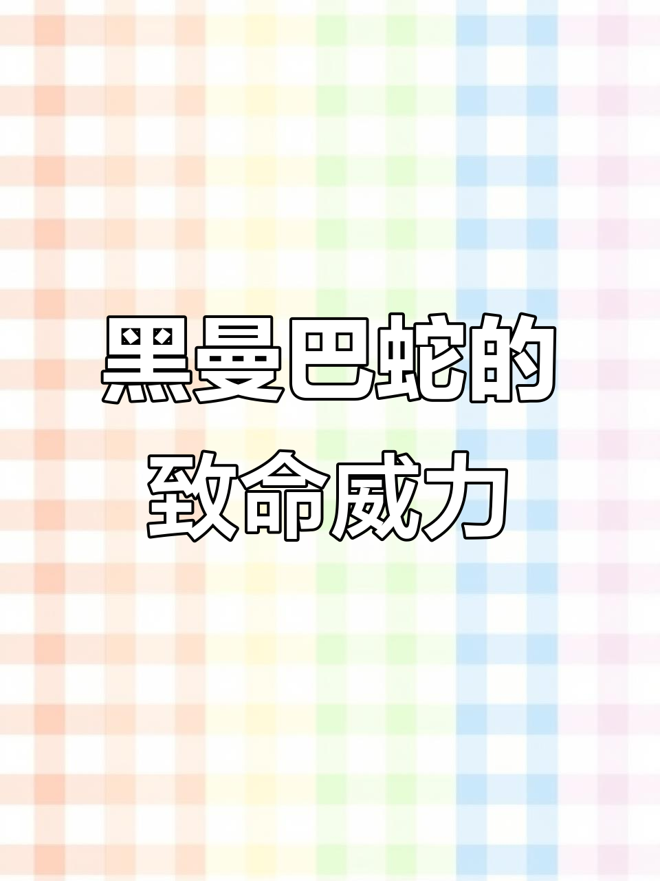 黑曼巴蛇有多毒黑曼巴